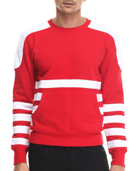 Red & white crewneck sweater